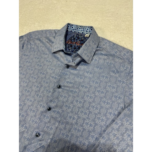 Robert Graham Shirt Men's Medium Blue Paisley Long Sleeve Classic Fit Cotton - Picture 1 of 13
